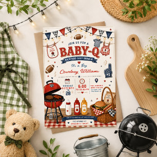 Invitation aquarelle BBQ Jardin rustique Baby Shower Été