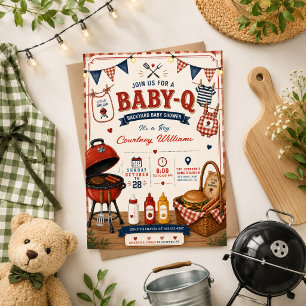 Invitation aquarelle BBQ Jardin rustique Baby Shower Été