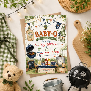 Invitation aquarelle BBQ Jardin rustique Baby Shower Été