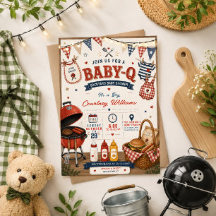 Invitation aquarelle BBQ Jardin rustique Baby Shower Été