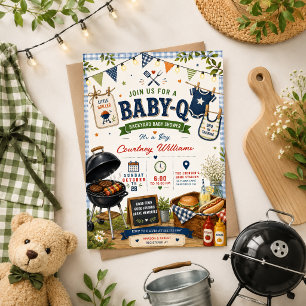 Invitation aquarelle BBQ Jardin rustique Baby Shower Été