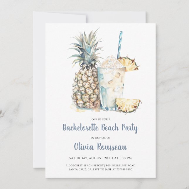 Invitation Aquarelle Beach Bachelorte Party (Devant)
