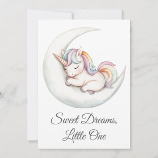 Invitation Aquarelle bébé arc-en-ciel Unicorne Crescent Moon