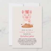 Aquarelle Bébé Cochon mignonne Bébé fille Whimsica
