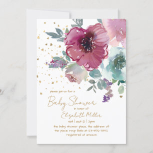Invitation Aquarelle bébé dans le Baby shower en fleur