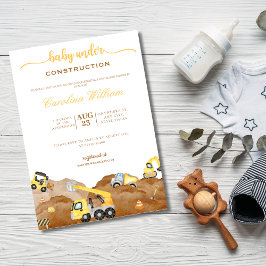 Invitation Aquarelle bébé en construction baby shower