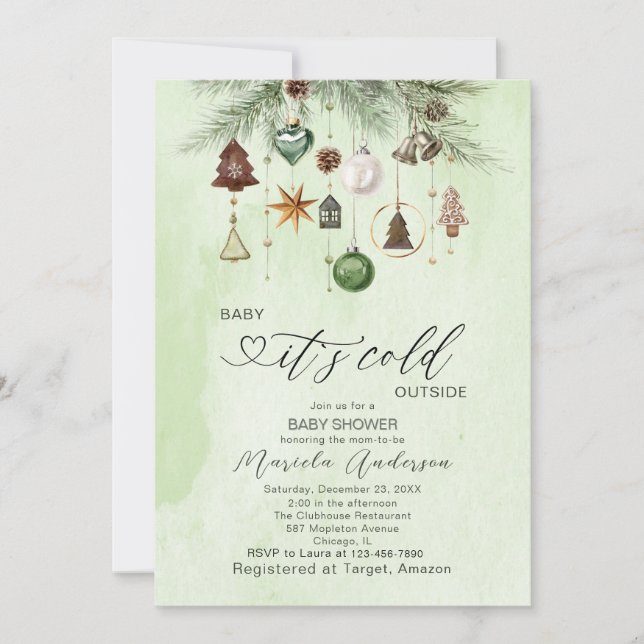 Invitation Aquarelle Bébé son froid dehors Baby shower Invi (Devant)