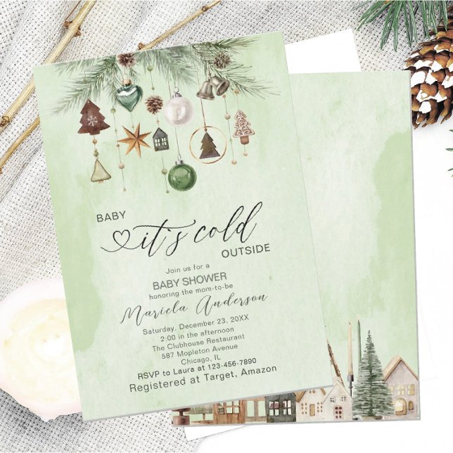 Invitation Aquarelle Bébé son froid dehors Baby shower Invi (Créateur téléchargé)