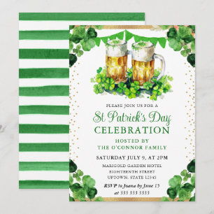 Invitation Aquarelle Beer Pints St Patrick's Day