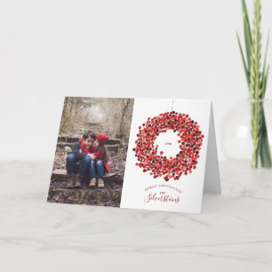 Invitation Aquarelle Berries Wreath Noël Fête Pliée