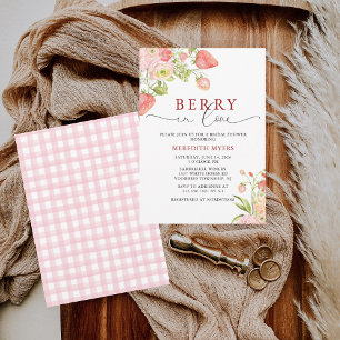 Invitation Aquarelle Berry floral en Fête des mariées d'amour