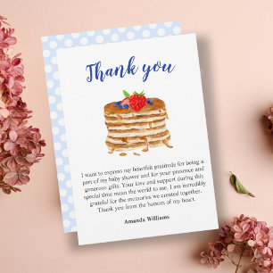 Invitation Aquarelle Berry Pancake En vichy bleu Merci