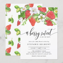 Invitation Aquarelle Berry Sweet Strawberries Baby Brunch