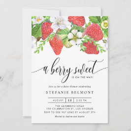 Invitation Aquarelle Berry Sweet Strawberries Baby shower
