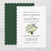Aquarelle Blanc Floral Mariage Vert S