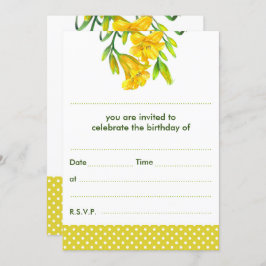 Invitation Aquarelle blanche Jaune Lys Jaune Pois