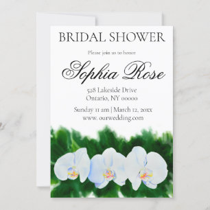 Invitation Aquarelle blanche orchidée peinture douche nuptial
