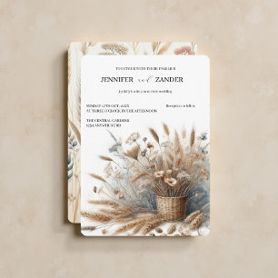 Invitation Aquarelle Blé Élégant Mariage de automne rustique