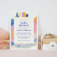 Aquarelle bleu Abstrait Artsy Baby shower mignon