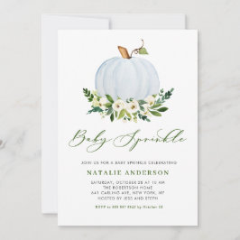 Invitation Aquarelle bleu Citrouille Baby shower d'automne
