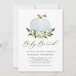 Invitation Aquarelle Bleu Citrouille Baby shower d'automne Br