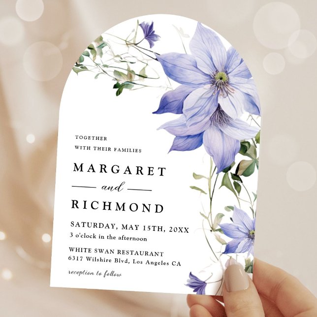 Invitation Aquarelle bleu Dusty Mariage d'arc floral rustique (Créateur téléchargé)