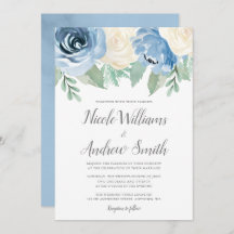 Aquarelle bleu Dusty Mariage Floral