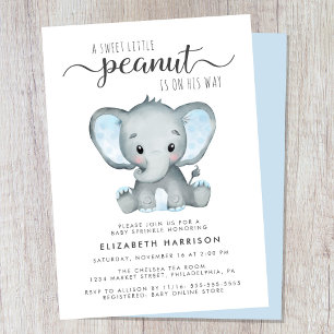 Invitation Aquarelle bleu éléphant Baby Boy Sprinkel