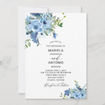 Aquarelle bleu Floral mariage