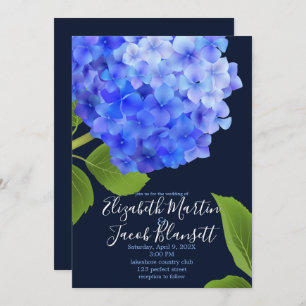 Invitation Aquarelle bleu Hydrangea Mariage