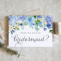 Aquarelle Bleu Hydrangée Florale Soyez ma servante