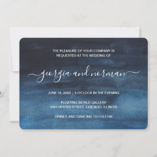 Invitation Aquarelle bleu marine Mariage moderne