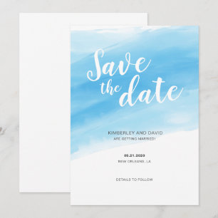 Invitation Aquarelle Bleu mer Enregistrer la date