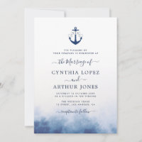 aquarelle bleu mer thème nautique mariage