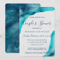 Aquarelle bleu Océan biologique Douche Couple
