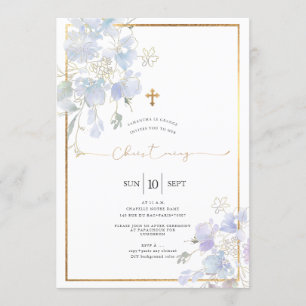 Invitation Aquarelle bleu outrelle doux pois chatoyant