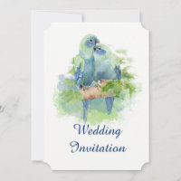 Aquarelle bleu perroquet Mariage d'oiseaux tropica