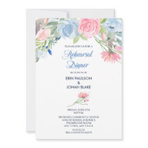 Aquarelle Bleu rose Floral Dîner de répétition