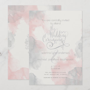 Invitation Aquarelle bleu rose pâle pour laBarefootBride™