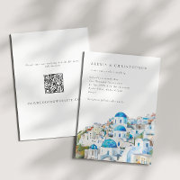 Aquarelle bleu Santorini QR Code Mariage