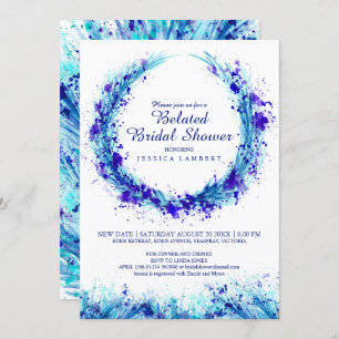Invitation Aquarelle bleu splat nuptiale