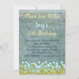Invitation Aquarelle bleu Turquoise rustique