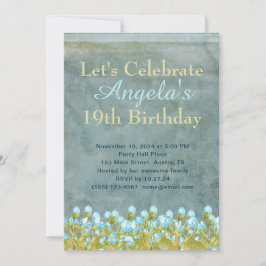 Invitation Aquarelle bleu Turquoise rustique