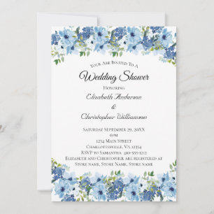 Invitation Aquarelle bleu vert Boho Floral Élégant