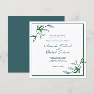 Invitation Aquarelle bleu vert Mariage