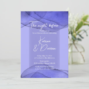 Invitation Aquarelle bleu violet lavande Dîner de répétition