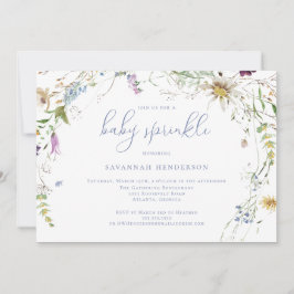 Invitation Aquarelle bleu Whimsical Fleur sauvage Baby Sprink