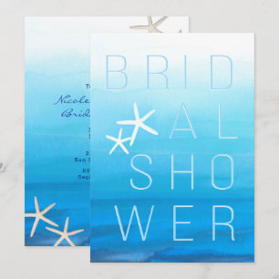 Invitation Aquarelle bleue FÊTE DES MARIÉES moderne tropicale