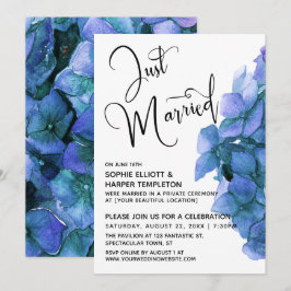 Invitation Aquarelle bleue Hydrangea Réception Mariée