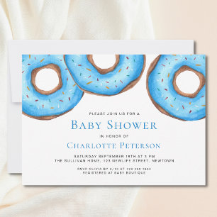Invitation Aquarelle bleue Les beignets arrosent le Baby show